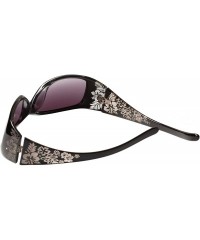 Rectangular design Women Floral Print Flower Sunglasses Lsx311 - Black - CL11JDZLNER $15.13