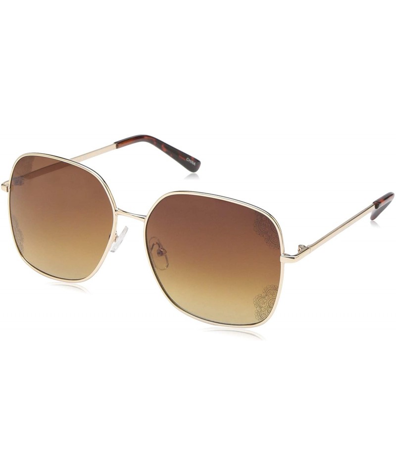 Round Women's LD267 Square Sunglasses with 100% UV Protection - 60 mm - Gold & Tortoise - CL18O30LTOH $37.81