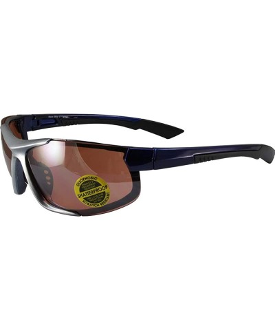 Sport Blitz LT Sport Golf Motorcycle Sunglasses Blue/Silver with High Definition Amber Lenses - CD18N0TEHYS $34.53