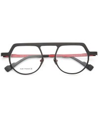 Aviator Men's Women's Pure Titanium Retro Classic Round Aviator Style Eyeglass Frames - Black/Red - CQ18A6IITDS $33.83