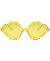 Wrap Fashion Sunglasses - UV Protection Shade - Jelly Candy Color Lip Shape Sun Glasses - Yellow - CT18QRI5N0D $12.07