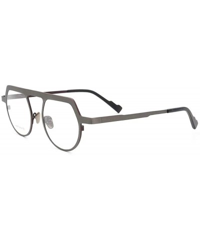 Aviator Men's Women's Pure Titanium Retro Classic Round Aviator Style Eyeglass Frames - Black/Red - CQ18A6IITDS $33.83