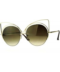 Cat Eye Womens Metal Rim Round Circle Lens Cat Eye Diva Goth Sunglasses - All Gold - CB18D453EZ0 $12.80
