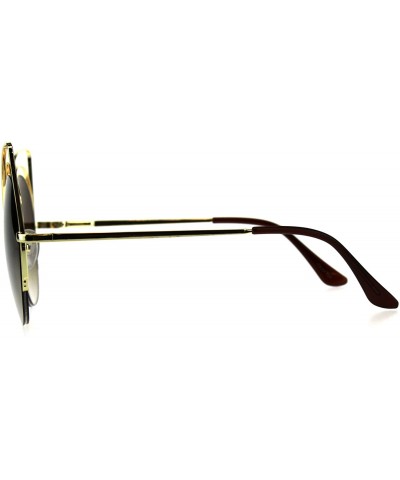 Cat Eye Womens Metal Rim Round Circle Lens Cat Eye Diva Goth Sunglasses - All Gold - CB18D453EZ0 $12.80
