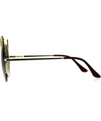 Cat Eye Womens Metal Rim Round Circle Lens Cat Eye Diva Goth Sunglasses - All Gold - CB18D453EZ0 $12.80