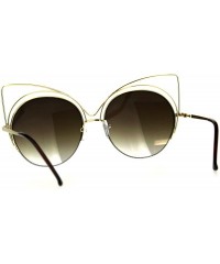 Cat Eye Womens Metal Rim Round Circle Lens Cat Eye Diva Goth Sunglasses - All Gold - CB18D453EZ0 $12.80