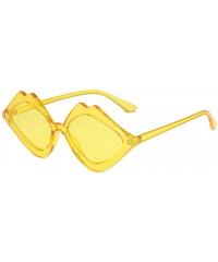 Wrap Fashion Sunglasses - UV Protection Shade - Jelly Candy Color Lip Shape Sun Glasses - Yellow - CT18QRI5N0D $12.07