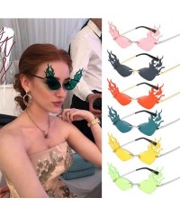 Rimless Fashion Cat Sunglasses Women Rimless Sun Glasses Eyewear Luxury Trending Party Sunglasses UV400 - Yellow - C018YSX8T7...