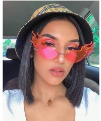 Rimless Fashion Cat Sunglasses Women Rimless Sun Glasses Eyewear Luxury Trending Party Sunglasses UV400 - Yellow - C018YSX8T7...