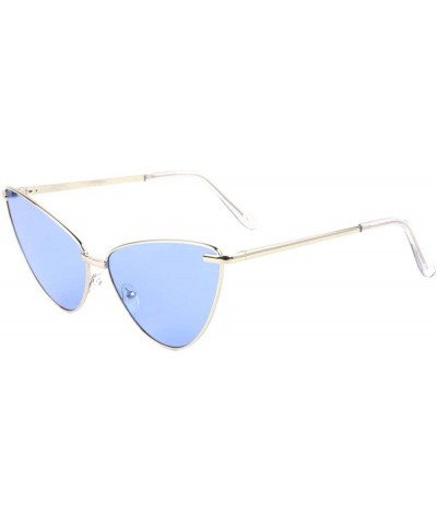 Cat Eye Color Lens Round Triangular Cat Eye Sunglasses - Blue - CT198D0R2HM $26.70