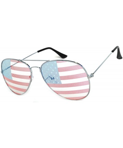 Aviator American Flag Classic Metal Frame UV Protection OWL. - Silver_frame - C411RWTZ6C1 $12.95