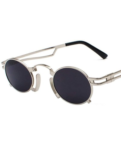 Aviator Fashion Punk Sunglasses Women/Men Classic Metal Vintage Sun Glasses Black Black - Silver Black - CV18XQZRU57 $25.57