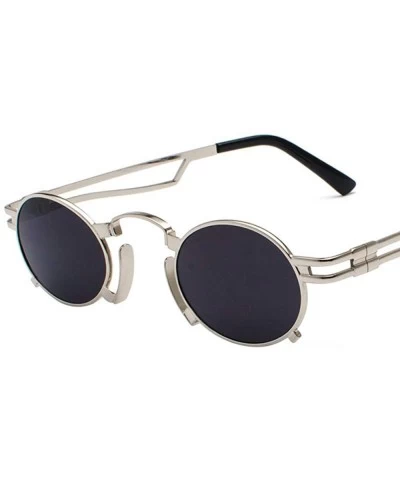 Aviator Fashion Punk Sunglasses Women/Men Classic Metal Vintage Sun Glasses Black Black - Silver Black - CV18XQZRU57 $24.89