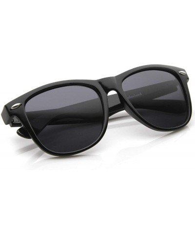 Oversized Large Oversize Classic Dark Tinted Lens Horn Rimmed Sunglasses 55mm - Black / Smoke - CL12J347EK9 $12.05