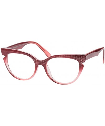 Rimless Womens Hit Color Grid Pattern Cat Eye Reading Glass Eyeglass Frame - Red - CH18IHWG8LI $11.85