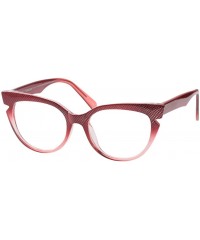 Rimless Womens Hit Color Grid Pattern Cat Eye Reading Glass Eyeglass Frame - Red - CH18IHWG8LI $11.85