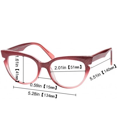 Rimless Womens Hit Color Grid Pattern Cat Eye Reading Glass Eyeglass Frame - Red - CH18IHWG8LI $11.85