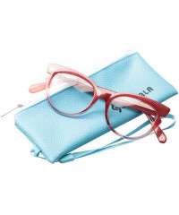 Rimless Womens Hit Color Grid Pattern Cat Eye Reading Glass Eyeglass Frame - Red - CH18IHWG8LI $11.85