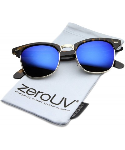 Wayfarer Half Frame Semi-Rimless Horn Rimmed Sunglasses - Flash Mirror - Tortoise / Ice - CP11WO1VEIR $22.16