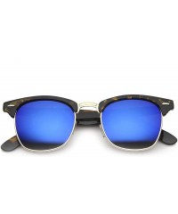 Wayfarer Half Frame Semi-Rimless Horn Rimmed Sunglasses - Flash Mirror - Tortoise / Ice - CP11WO1VEIR $13.47