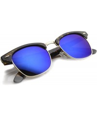 Wayfarer Half Frame Semi-Rimless Horn Rimmed Sunglasses - Flash Mirror - Tortoise / Ice - CP11WO1VEIR $13.47