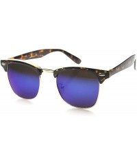 Wayfarer Half Frame Semi-Rimless Horn Rimmed Sunglasses - Flash Mirror - Tortoise / Ice - CP11WO1VEIR $13.47