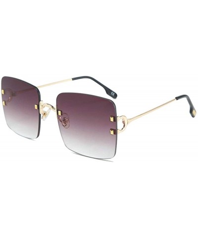 Square 2019 New Women's Frameless Square Sunglasses Individual Irregular Frameless Retro Sunglasses UV400 - Purple Grey - C51...
