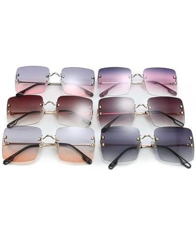 Square 2019 New Women's Frameless Square Sunglasses Individual Irregular Frameless Retro Sunglasses UV400 - Purple Grey - C51...