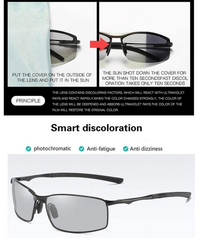 Oversized Polarized Photochromic Sunglasses Mens Driving Glasses Male Driver Safty Goggles - Black Black - CT1985IOX03 $17.57