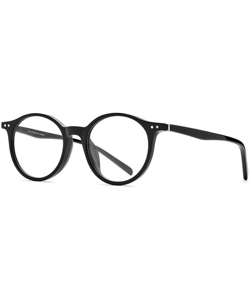 Round Vintage Polarized Sunglasses for Women - 100% UV400 Protection Acetate Frame 9116 - Black Frame Clear Lens - CI194N6XT2...