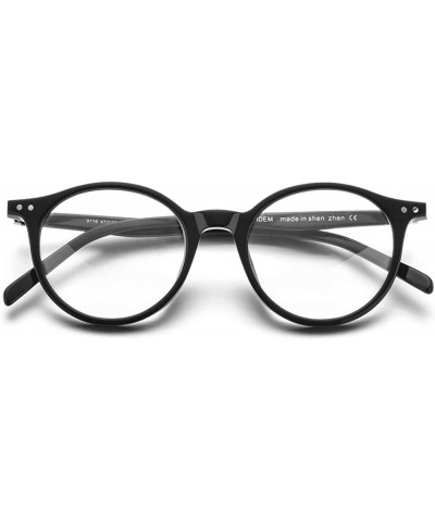 Round Vintage Polarized Sunglasses for Women - 100% UV400 Protection Acetate Frame 9116 - Black Frame Clear Lens - CI194N6XT2...