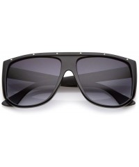 Square Oversize Stud Accents Wide Temple Square Lens Flat Top Sunglasses 62mm - Matte Shiny Black / Lavender - CV17YIX08IK $1...
