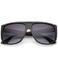 Square Oversize Stud Accents Wide Temple Square Lens Flat Top Sunglasses 62mm - Matte Shiny Black / Lavender - CV17YIX08IK $8.71