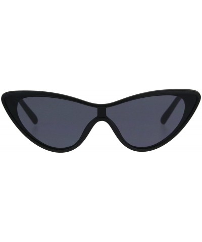 Cat Eye Womens Shield Futuristic Cat Eye Funky Plastic Sunglasses - Matte Black - C1180GIQ39G $10.89