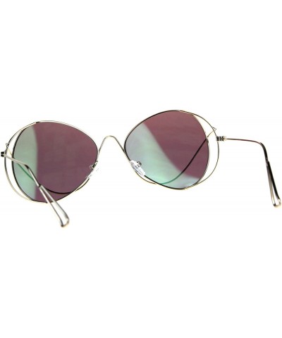 Butterfly Womens Mirrored Lens Runway Wire Rim Butterfly Sunglasses - Teal - C218DDAUKZW $10.37