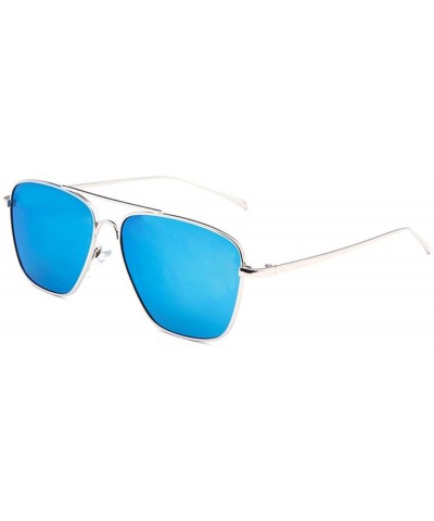 Rectangular Men's new sunglasses - Silver Frame Water Silver - C8199CQ6NU9 $22.77