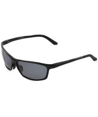 Rectangular Mens Sunglasses Aluminum Frame Light Weight UV Protection Sunglasses - Black/Black - CN11Z94EMDP $14.85