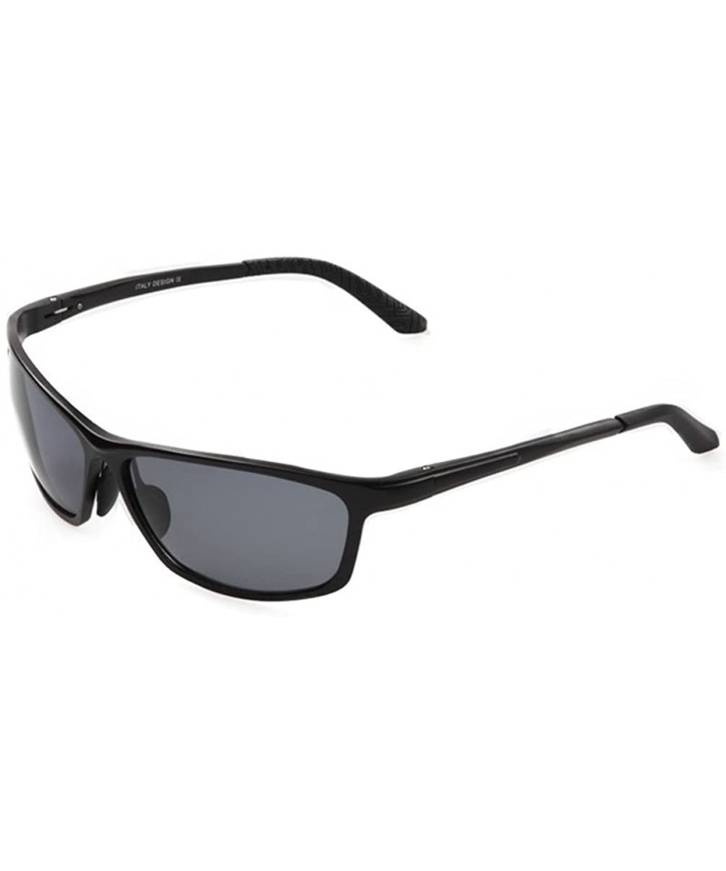 Rectangular Mens Sunglasses Aluminum Frame Light Weight UV Protection Sunglasses - Black/Black - CN11Z94EMDP $14.85