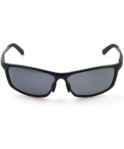 Rectangular Mens Sunglasses Aluminum Frame Light Weight UV Protection Sunglasses - Black/Black - CN11Z94EMDP $14.85