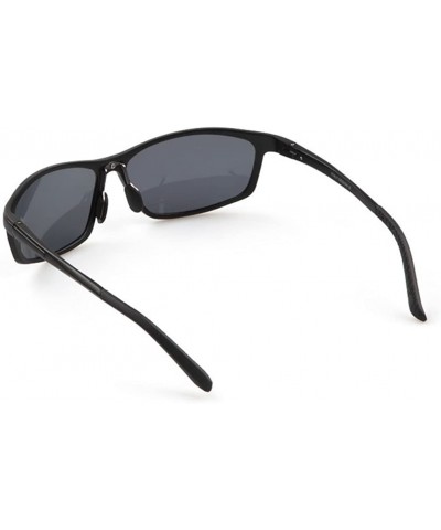 Rectangular Mens Sunglasses Aluminum Frame Light Weight UV Protection Sunglasses - Black/Black - CN11Z94EMDP $14.85