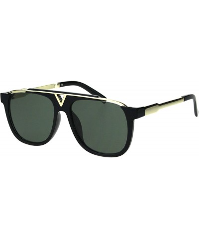 Square Impact Resistant Glass Lens Sunglasses Mens Square Designer Style UV 400 Black - CW18I9R56C4 $10.28