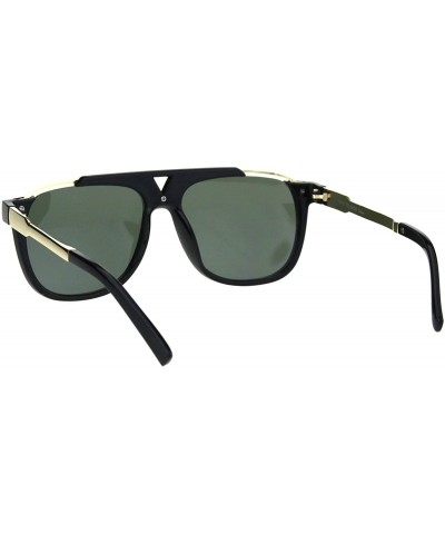 Square Impact Resistant Glass Lens Sunglasses Mens Square Designer Style UV 400 Black - CW18I9R56C4 $10.28