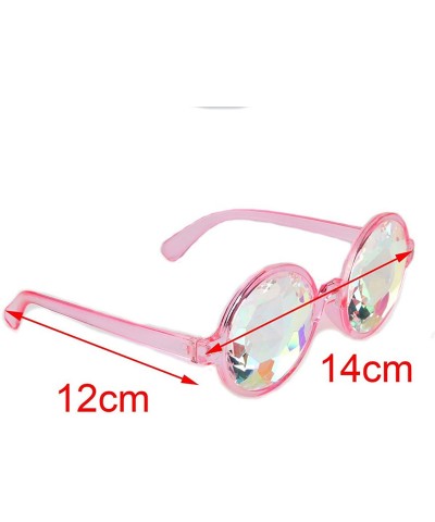 Aviator Kaleidoscope Sunglasses Round Rave Festival Diffraction BEST Prism Glasses - Pink - CS18HQ0DGCS $15.11