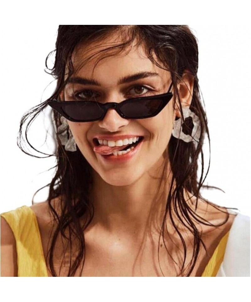 Rimless Sunglasses for Women - Vintage Cat Eye Sunglasses Retro Small Frame UV400 Eyewear Fashion Ladies - Black - CW18DHGW34...