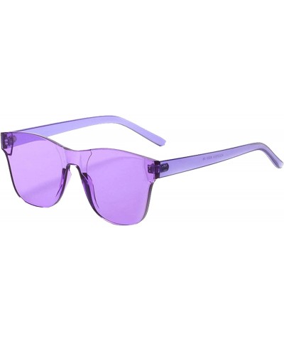 Rimless Rimless Tinted Sunglasses Transparent Candy Color Glasses - Purple - C218Q8QOQ02 $26.24