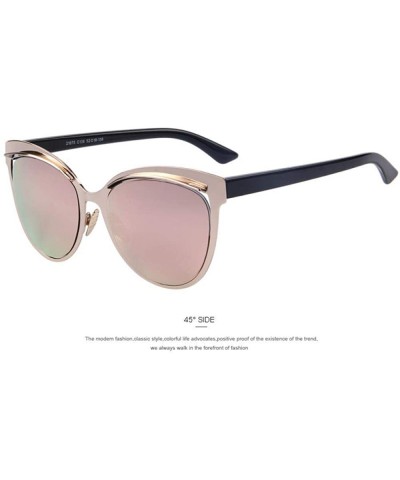 Aviator Fashion Women Cat Eye Sunglasses Classic Brand Designer Sunglasses C02 Blue - C05 Pink - CQ18XDWWAG4 $23.47
