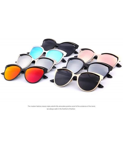 Aviator Fashion Women Cat Eye Sunglasses Classic Brand Designer Sunglasses C02 Blue - C05 Pink - CQ18XDWWAG4 $15.23