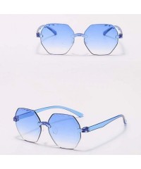 Oversized Aluminum Magnesium Frame Polarized Sunglasses Spring Temple Sun Glasses - Sky Blue - CO199AR9CXH $10.67