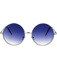 Round Round Circle Metal Frame Sunglasses Womens Fashion UV 400 - Silver (Blue) - C918KE7RD4L $9.14