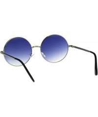 Round Round Circle Metal Frame Sunglasses Womens Fashion UV 400 - Silver (Blue) - C918KE7RD4L $9.14